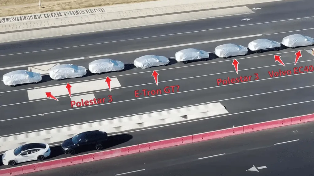 Tesla тестує конкуренцію: Дрон зафіксував автомобілі інших виробників на тестовому майданчику